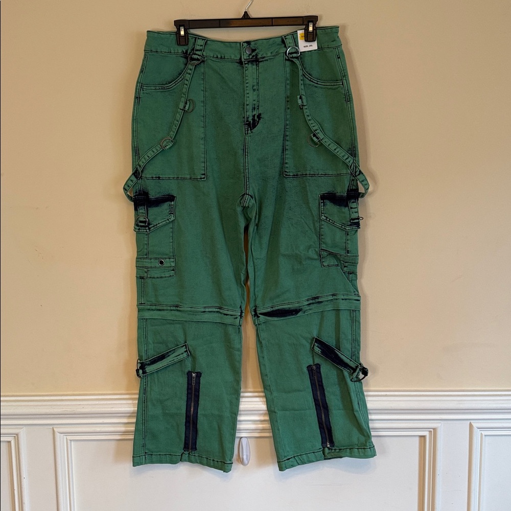Highlight Pink Cargo Pants with Black Stitching Sz 2XL - Picture 2 of 15